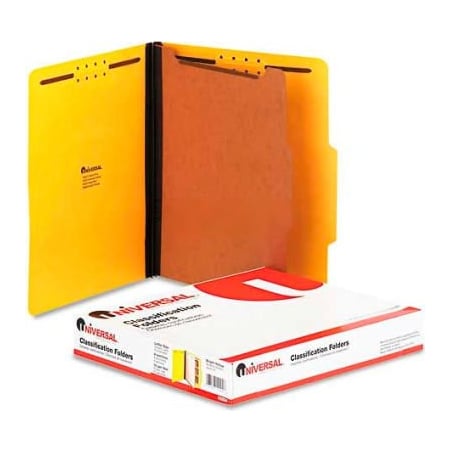 Universal Universal Pressboard Classification Folders, Letter, Four-Section, Yellow, 10/Box 10204